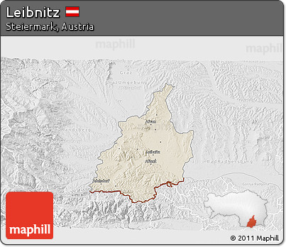 Shaded Relief 3D Map of Leibnitz, lighten, desaturated
