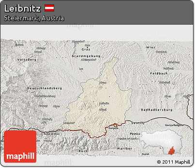Shaded Relief 3D Map of Leibnitz, semi-desaturated