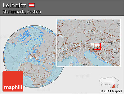 Gray Location Map of Leibnitz, highlighted parent region, within the entire country, hill shading