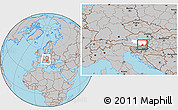 Gray Location Map of Leibnitz, highlighted parent region, within the entire country