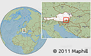 Savanna Style Location Map of Leibnitz, highlighted country, hill shading