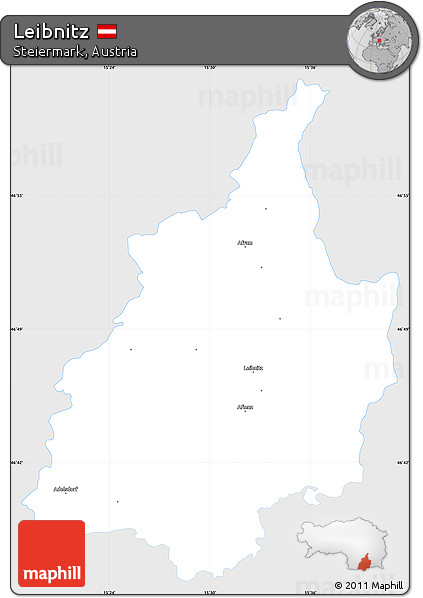 Silver Style Simple Map of Leibnitz, single color outside