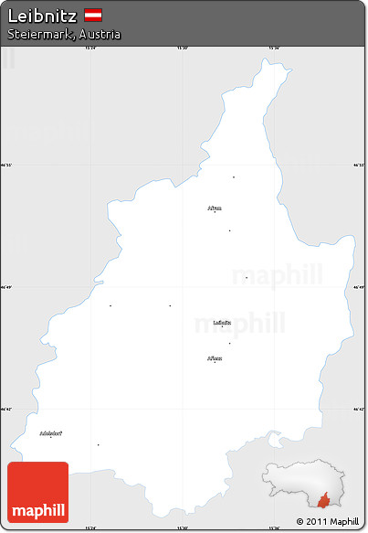 Silver Style Simple Map of Leibnitz, single color outside