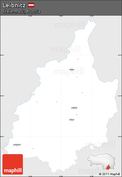 Silver Style Simple Map of Leibnitz, single color outside