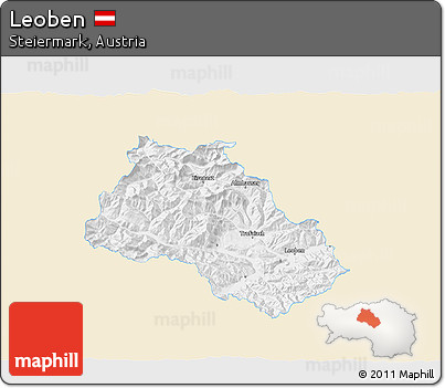 Classic Style 3D Map of Leoben, single color outside
