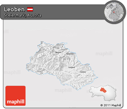 Silver Style 3D Map of Leoben, single color outside