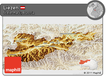 Physical 3D Map of Liezen, lighten