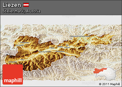 Physical 3D Map of Liezen, lighten