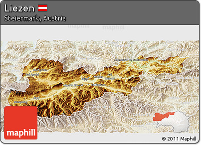 Physical 3D Map of Liezen, lighten