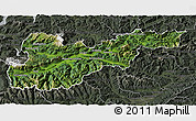 Satellite 3D Map of Liezen, darken, semi-desaturated