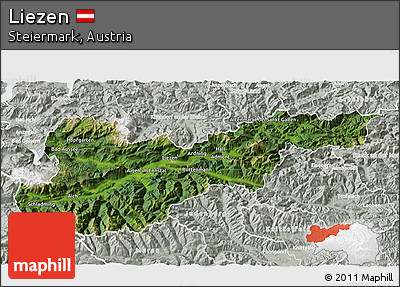 Satellite 3D Map of Liezen, lighten, semi-desaturated