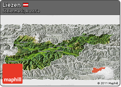 Satellite 3D Map of Liezen, lighten, semi-desaturated