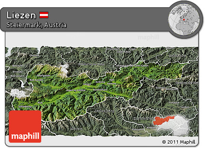 Satellite 3D Map of Liezen, semi-desaturated