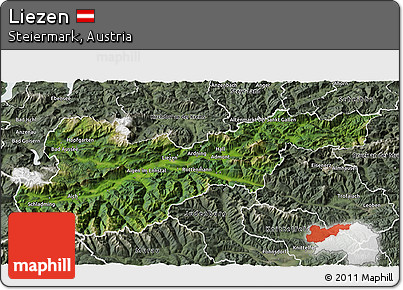 Satellite 3D Map of Liezen, semi-desaturated