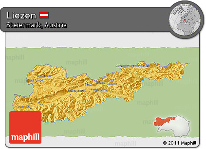 Savanna Style 3D Map of Liezen, single color outside
