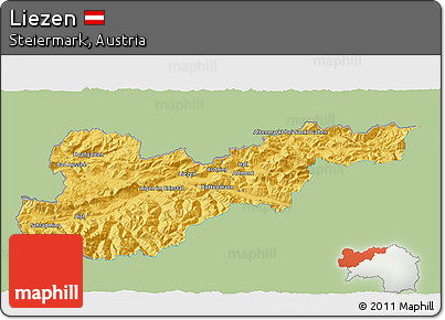 Savanna Style 3D Map of Liezen, single color outside
