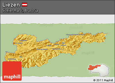 Savanna Style 3D Map of Liezen, single color outside