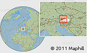 Savanna Style Location Map of Liezen, highlighted parent region, hill shading