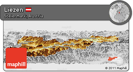 Physical Panoramic Map of Liezen, lighten, desaturated