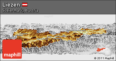 Physical Panoramic Map of Liezen, lighten, desaturated