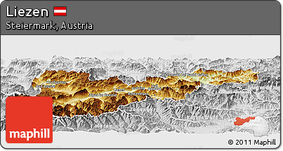 Physical Panoramic Map of Liezen, lighten, desaturated