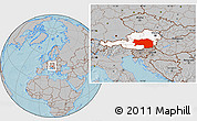 Gray Location Map of Steiermark, highlighted country, hill shading