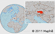 Gray Location Map of Steiermark, hill shading