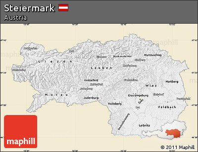 Classic Style Map of Steiermark, single color outside