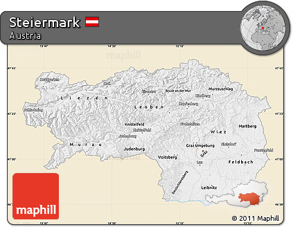 Classic Style Map of Steiermark, single color outside