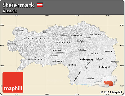 Classic Style Map of Steiermark, single color outside