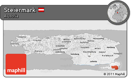 Gray Panoramic Map of Steiermark, single color outside