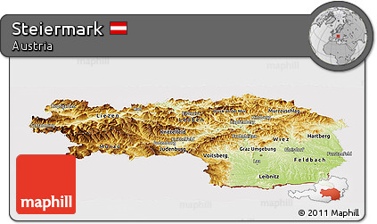 Physical Panoramic Map of Steiermark, cropped outside