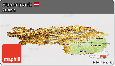 Physical Panoramic Map of Steiermark, cropped outside