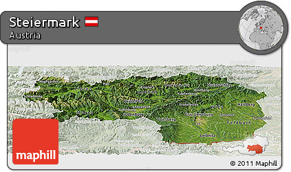 Satellite Panoramic Map of Steiermark, lighten