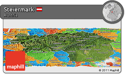 Satellite Panoramic Map of Steiermark, political outside