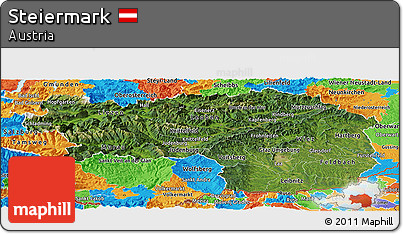 Satellite Panoramic Map of Steiermark, political outside