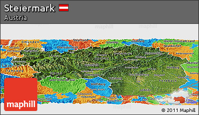 Satellite Panoramic Map of Steiermark, political outside