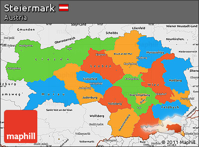Political Simple Map of Steiermark, single color outside, borders and labels