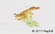 Physical Panoramic Map of Wiez, cropped outside