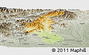 Physical Panoramic Map of Wiez, semi-desaturated