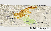 Physical Panoramic Map of Wiez, shaded relief outside