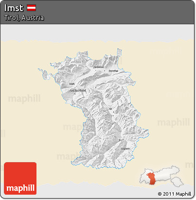 Classic Style 3D Map of Imst, single color outside
