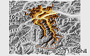 Physical 3D Map of Imst, lighten, desaturated