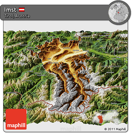 Physical 3D Map of Imst, satellite outside