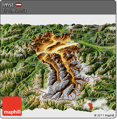 Physical 3D Map of Imst, satellite outside