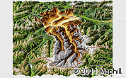Physical 3D Map of Imst, satellite outside