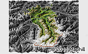 Satellite 3D Map of Imst, desaturated