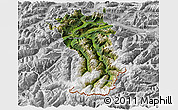 Satellite 3D Map of Imst, lighten, desaturated