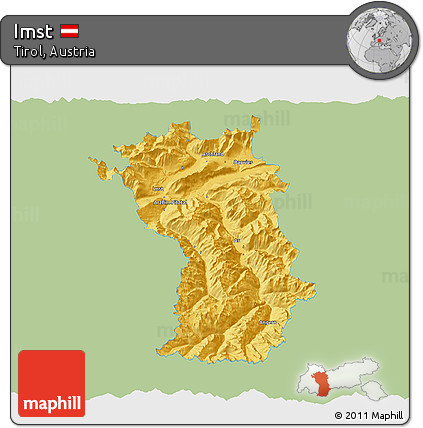 Savanna Style 3D Map of Imst, single color outside