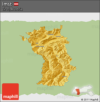 Savanna Style 3D Map of Imst, single color outside